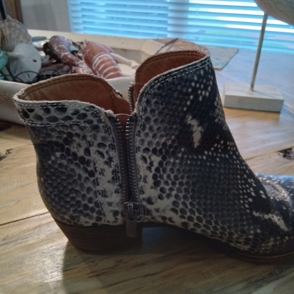 Lucky Brand Bartalino Leather Snakeskin Ankle Boots Size 7 - Picture 14 of 14